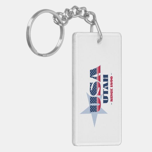 US State Utah Monogram Acryl Sleutelhanger (Voorkant Links)