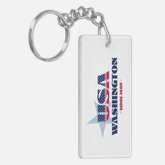 US State Washington Monogram Acryl Sleutelhanger (Voorkant Links)