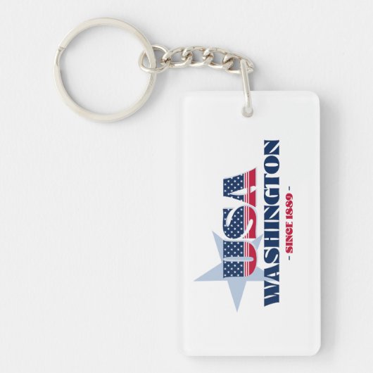 US State Washington Monogram Acryl Sleutelhanger (Voorkant)