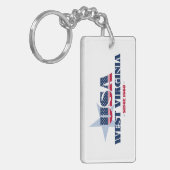US State West Virginia Monogram Acryl Sleutelhange Sleutelhanger (Voorkant Links)