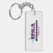 US State Wisconsin Monogram Acryl Sleutelhanger (Voorkant Links)