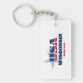 US State Wisconsin Monogram Acryl Sleutelhanger (Voorkant)
