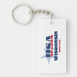 US State Wisconsin Monogram Acryl Sleutelhanger