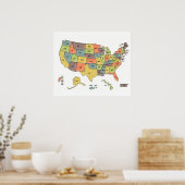 US States Map Poster (Keuken)