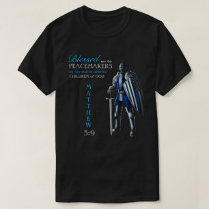 US Thin Blue Line Matthew 5:9 T-Shirt