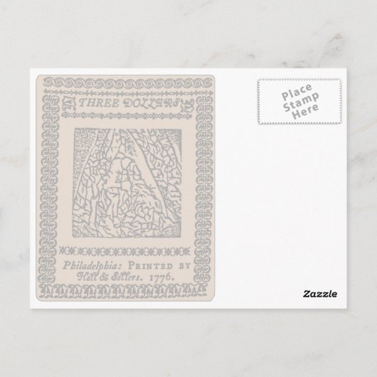 US Three Dollar Bill - Briefkaart (Achterkant)