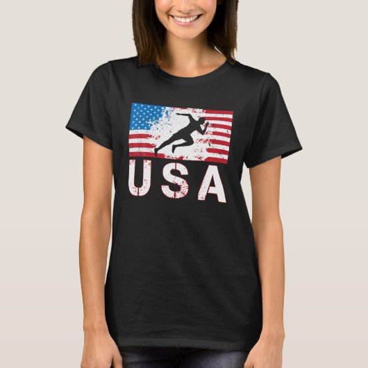 US Track and field team American flag US man Wome T-shirt (Voorkant)