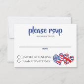 US UK Heart Flags RSVP Kaartje (Voorkant)