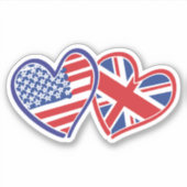 US UK Heart Flags Sticker (Voorkant)