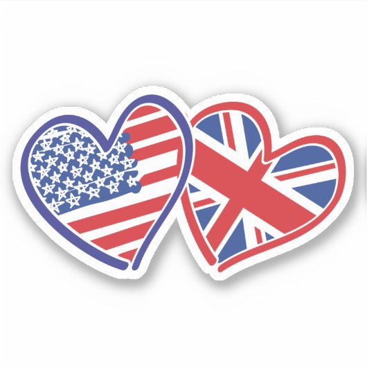 US UK Heart Flags Sticker (Voorkant)
