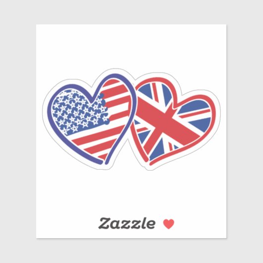 US UK Heart Flags Sticker (Vel)