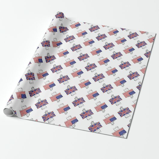 US UK Wrapping Paper Cadeaupapier (Uitgerold)