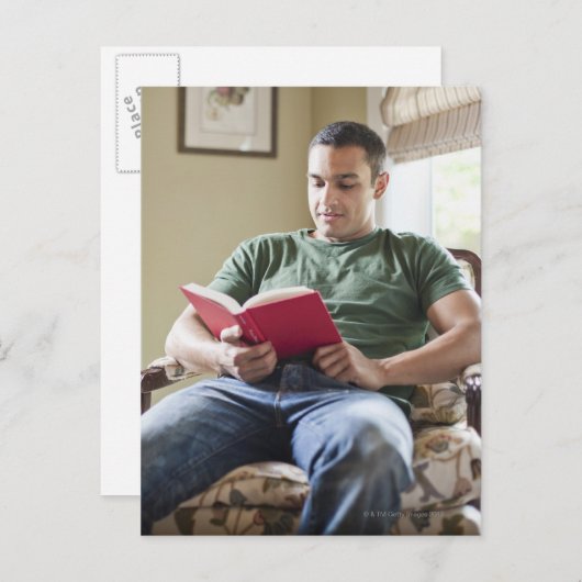 US, Utah, Young man reading Book Briefkaart (Voorkant / Achterkant)