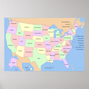 US Verenigde Staten Kaart Poster