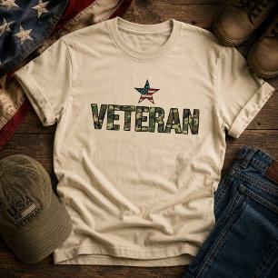 US-veteraan camouflagetekst T-shirt