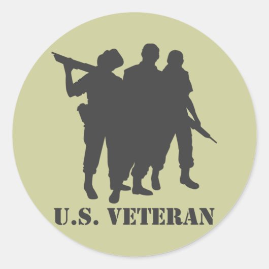 US Veteran Black Ronde Sticker (Voorkant)