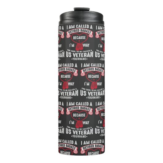 US Veteran Humor Retired Soldier Thermosbeker (Voorkant)