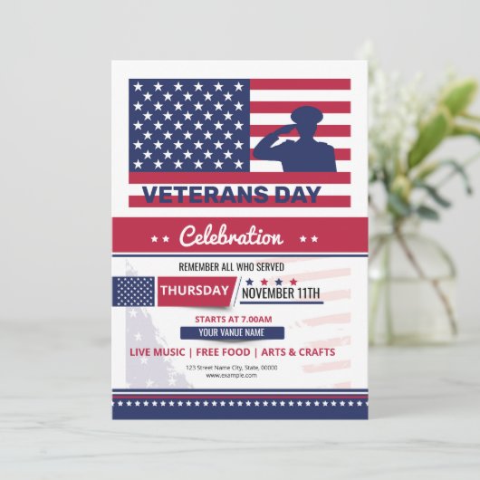 US Veterans Day Flyer Sjabloon Kaart (Staand voorkant)