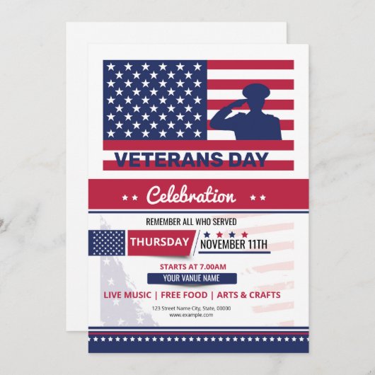 US Veterans Day Flyer Sjabloon Kaart (Voorkant / Achterkant)