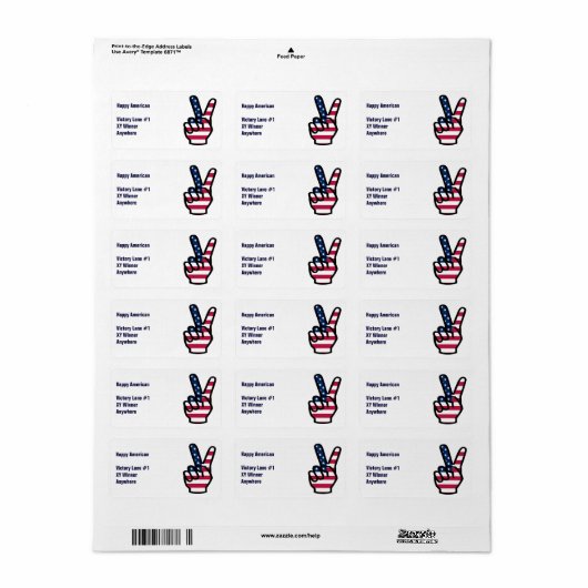 US Victory Sign. Etiket (Full Sheet)