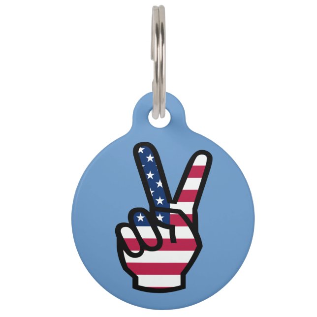US Victory Sign. Huisdierpenning (Voorkant)
