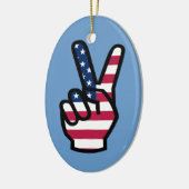 US Victory Sign. Keramisch Ornament (Links)