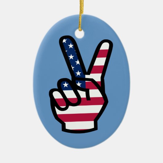 US Victory Sign. Keramisch Ornament (Voorkant)