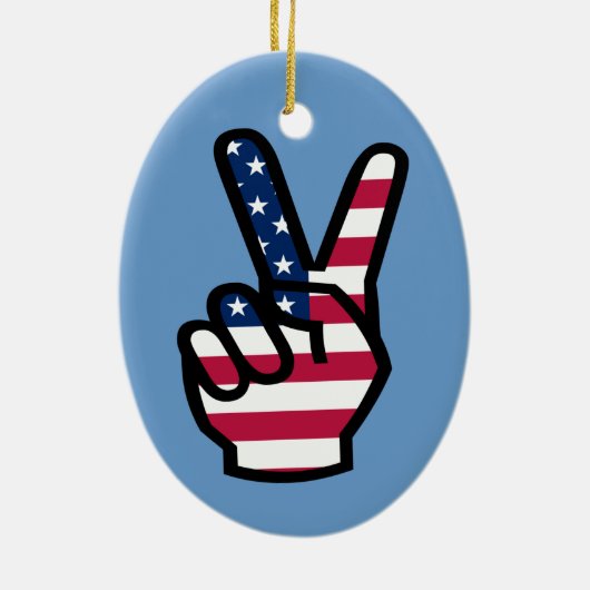US Victory Sign. Keramisch Ornament (Achterkant)