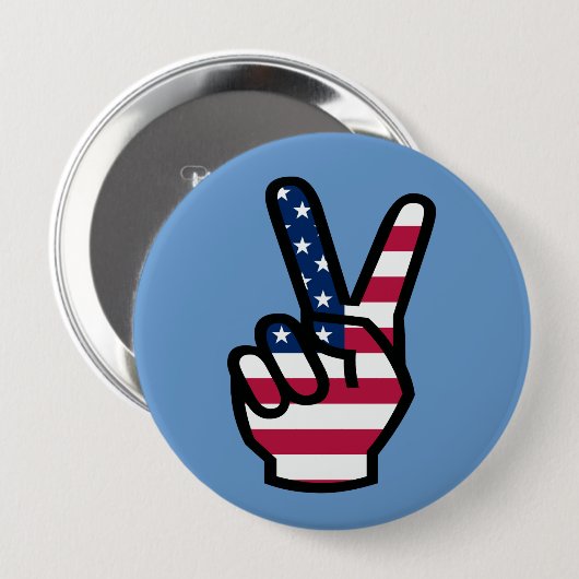 US Victory Sign. Ronde Button 4,0 Cm (Voorkant /achterkant)