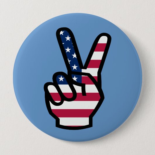 US Victory Sign. Ronde Button 4,0 Cm (Voorkant)