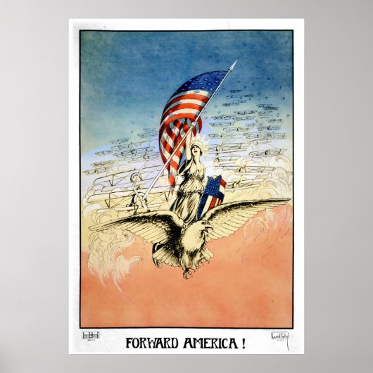 US Vintage Poster Forward America! Poster afdrukke (Voorkant)