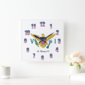 US Virgin Islands Flag St. Thomas VI Patriotic USA Vierkante Klok (Huis)