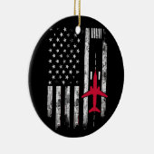 US Vlag Airport Runway Airplane Pilft Cadeau Keramisch Ornament (Rechts)