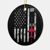 US Vlag Airport Runway Airplane Pilft Cadeau Keramisch Ornament (Links)