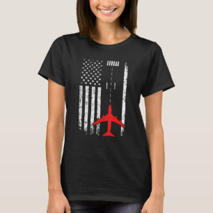  US Vlag Airport Runway Airplane Pilot Avia T-shirt