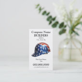 US Vlag Constructie Helm Kaart Goudy Lettertype Visitekaartje (Staand voorkant)