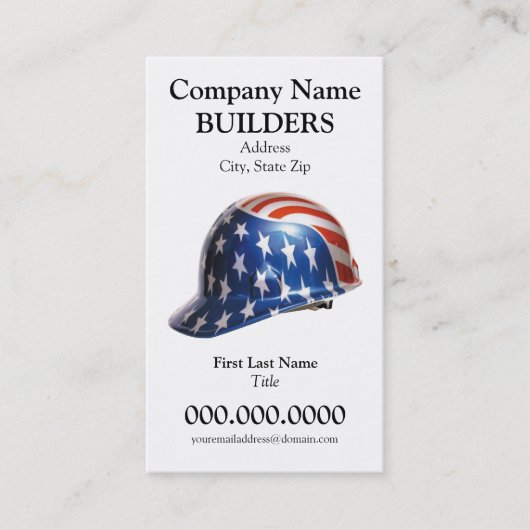 US Vlag Constructie Helm Kaart Goudy Lettertype Visitekaartje (Voorkant)