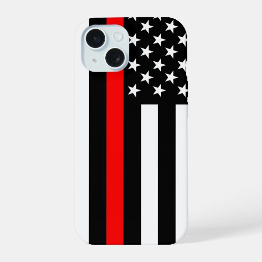 US Vlag Dünne Rode Lijn Symbolisch op iPhone 15 Case (Achterkant)