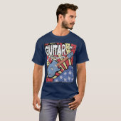 US vlag gitaar versteld T-shirt (Voorkant volledig)