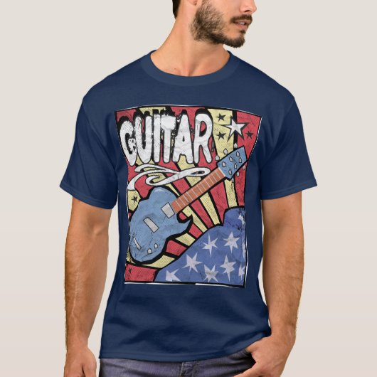 US vlag gitaar versteld T-shirt (Voorkant)