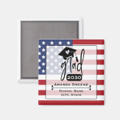 US Vlag Hart Muts Afstudeer Jaar Magneet (Voorkant / Achterkant)