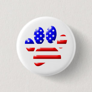 US Vlag Hond Pootafdruk Ronde Button 3,2 Cm