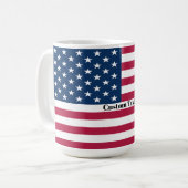 US Vlag Mok - Aangepaste Tekst Amerikaanse Koffie (Voorkant links)