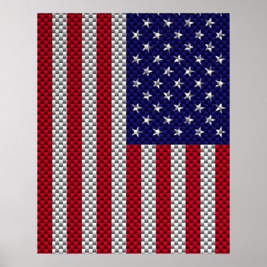 US-vlag op decor in koolstofvezelstijl Poster (Voorkant)