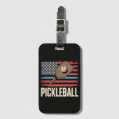 US Vlag Pickleball Bagagelabel (Voorkant (verticaal))