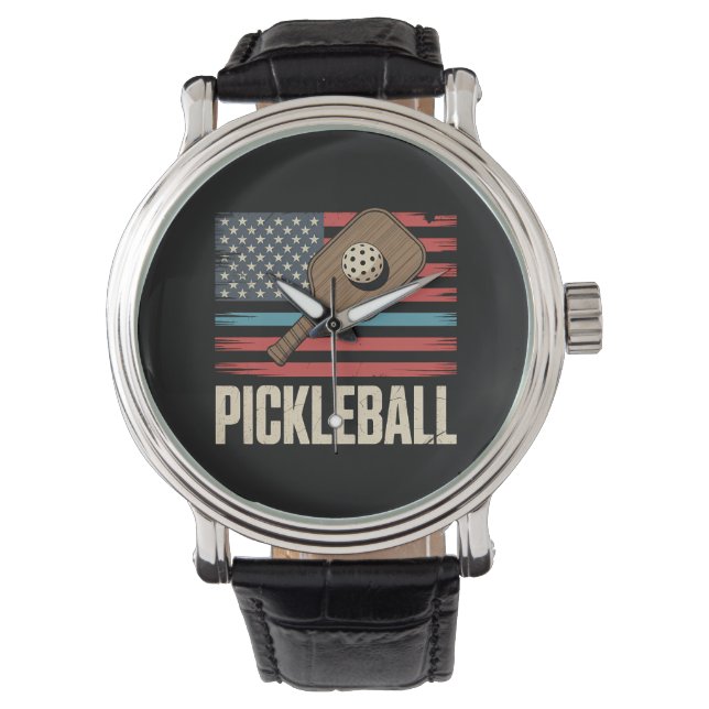 US Vlag Pickleball Horloge (Voorkant)