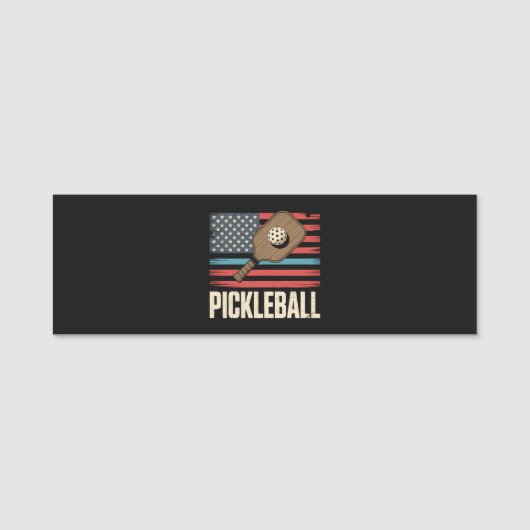 US Vlag Pickleball Naamplaatje (Voorkant)