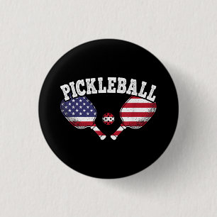 US Vlag Pickleball Speler Vintage Pickle Bal Liefd Ronde Button 3,2 Cm