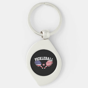 US Vlag Pickleball Speler Vintage Pickle Bal Liefd Sleutelhanger