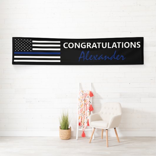 US-vlag politie | Dunne blauwe lijn Spandoek (Insitu)